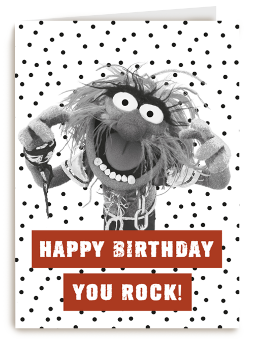verjaardag kaart muppets animal happy birthday you rock