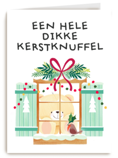 Kerstkaart hart onder de riem Een hele dikke kerstknuffel