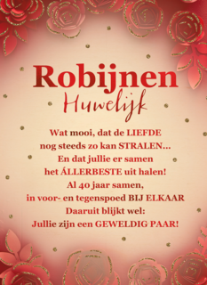 Huwelijkskaart Robijnen huwelijk