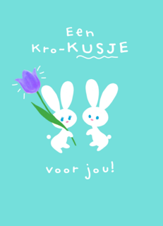 Pasen ansichtkaart een kro kusje voor jou
