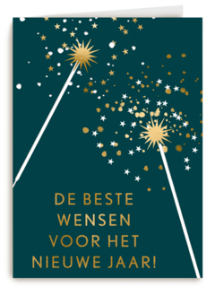 de beste wensen met gouden sterretjes op groen