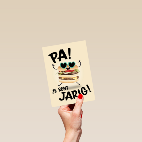 verjaardagskaart met hamburger voor pa