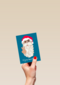 grappige fotokerstkaart met kerstman
