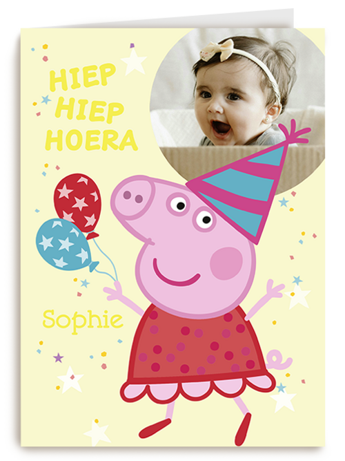 Fotokaart Verjaardagskaarten | Peppa Pig Hiep Hiep Hoera Foto