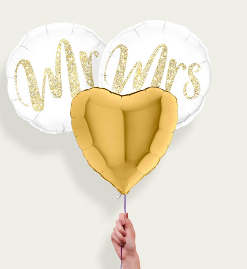 Ballonnentros Huwelijk Man en Vrouw Goud Wit