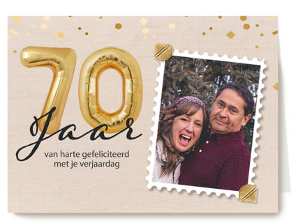 70 jaar verjaardagskaart foto