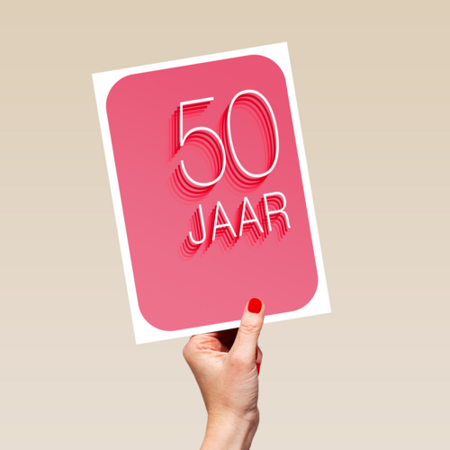 Verjaardagskaart 50 jaar roze rood