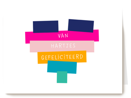 verjaardag kaart stijlvol van hartjes gefeliciteerd