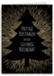stijlvolle kerstkaart met boom en gouden stralen