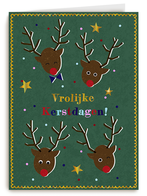 Kerstkaart Hallmark | Kinderpostzegels - Rendieren