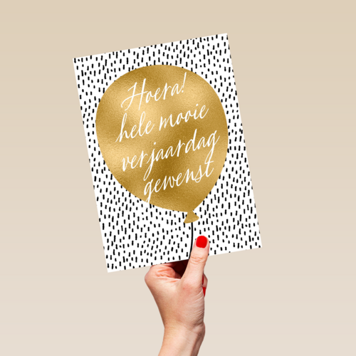 Verjaardagskaart man vrouw hip Gouden ballon