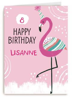 Verjaardagskaart flamingo aanpasbare tekst
