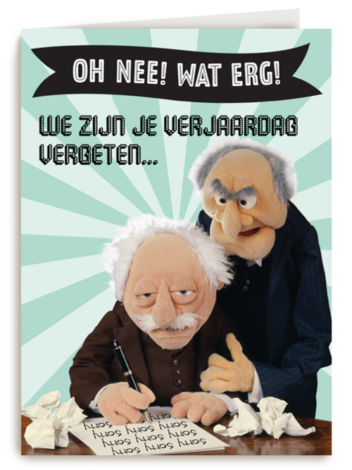 verjaardag te laat kaart muppets waldorf statler