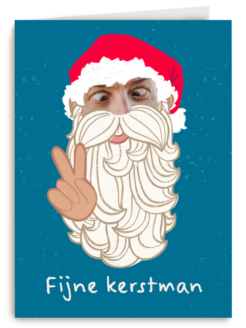grappige fotokerstkaart met kerstman