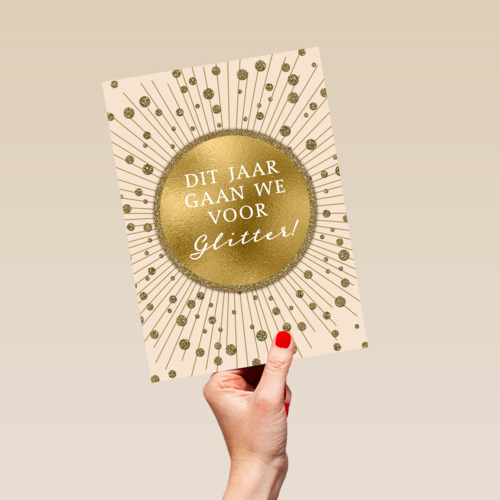 Kerstkaart dit jaar gaan we voor glitter