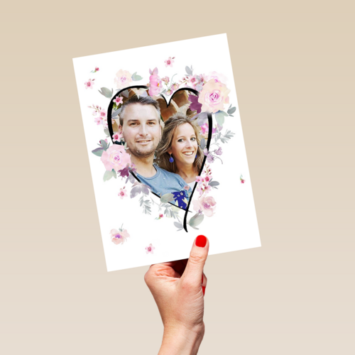 hart shape bloemen fotokaart