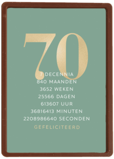 Verjaardagskaart 70 groen gouden letters