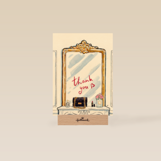 Bedankt kaart spiegel met lippenstift