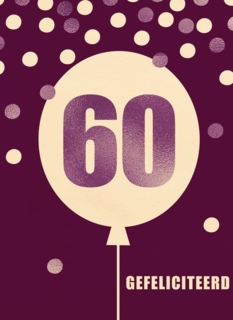 Verjaardagskaart leeftijden 60 lila ballon