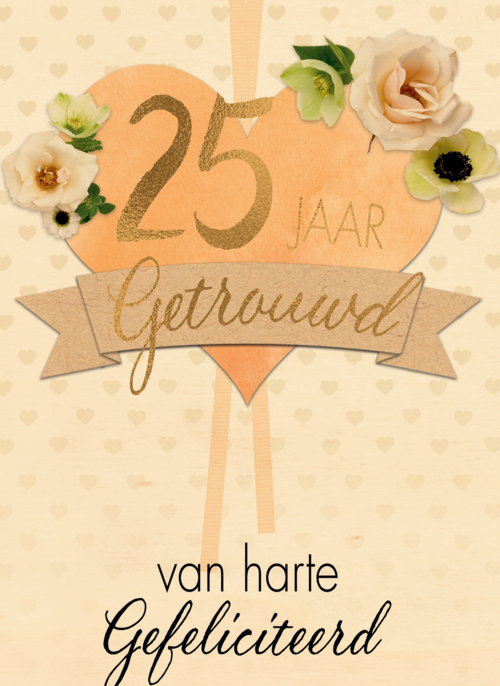 Houten Kaart Huwelijksjubileum | Houten Kaart Hallmark | Huwelijksjubileum | Huwelijkskaart 25 Jaar Getrouwd Van Harte Gefeliciteerd