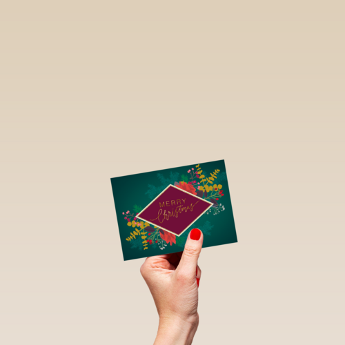 Kerstkaart merry christmas groen met rood