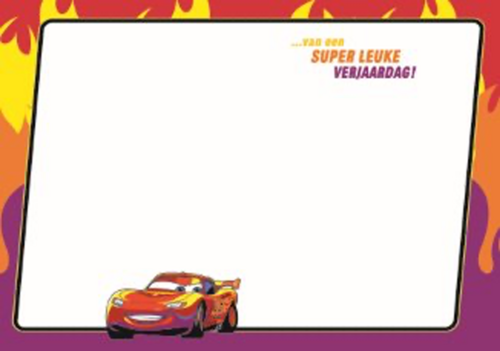 disney cars kaart met de tekst jarig klaar voor de start