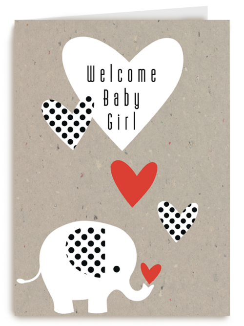 Kaart Hallmark | Geboorte Felicitatie | Elephant Welcome Baby Girl