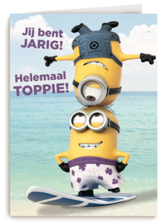 minions Stuart en Dave jij bent jarig helemaal toppie