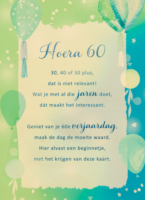 Verjaardagskaart Hoera 60 More than words