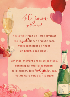 Huwelijksjubileum kaart 40 jaar getrouwd More than Word