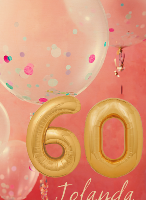 verjaardag kaart 60 leeftijden vrouw ballon