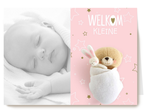 fotokaart baby forever friends roze