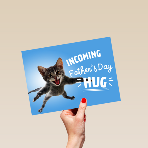 vaderdagkaart grappig incoming vaders day hug