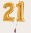 Cijferballon 21 Jaar Goud XL