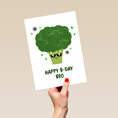 verjaardagskaart met broccoli