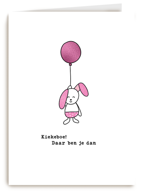 Kaart Hallmark | Geboorte Felicitatie | Geboortefelicitatie Kiekeboe Konijn Roze