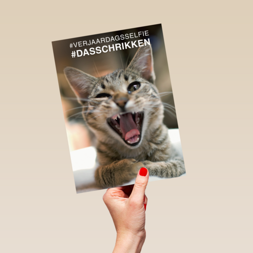 verjaardagsselfie dasschrikken