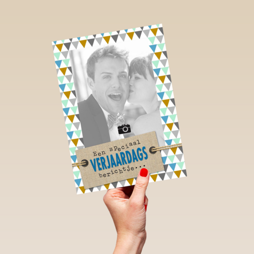 fotokaart verjaardag achtergrond vlaggetjes