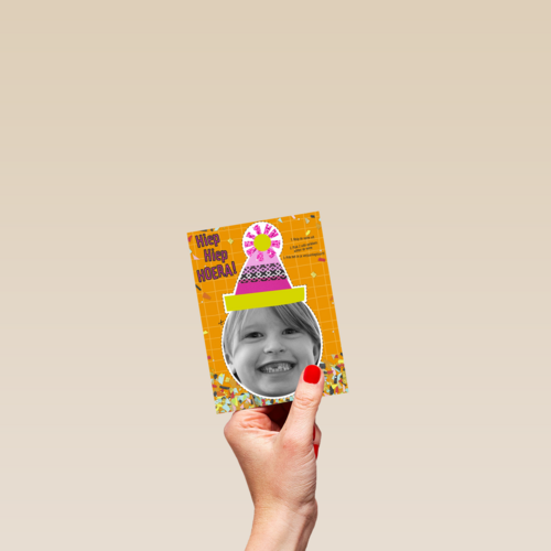 verjaardag kaart kids meisje feestmuts