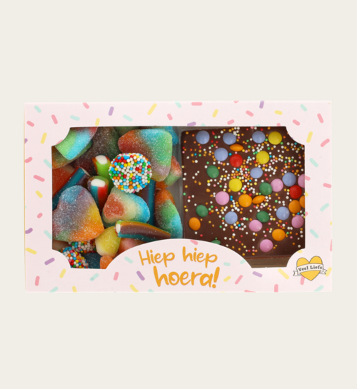 Brievenbus Snoep en Chocolade Hiep Hiep Hoera!  