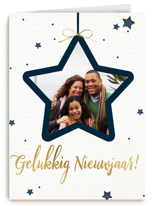nieuwjaar fotokaart ster kader aanpasbare tekst
