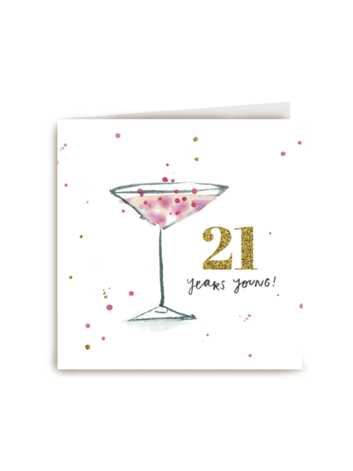 21 years young with a pink cocktail