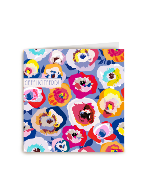 Gefeliciteerd kaart grafisch design met bloemen