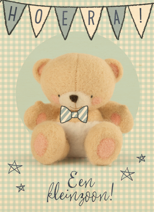 Houten Kaart Geboorte Felicitatie | Houten Kaart Hallmark | Geboorte Felicitatie | Hoera Slingers Voor Een Kleinzoon