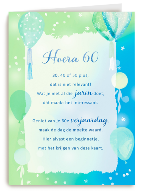 Verjaardagskaart Hoera 60 More than words