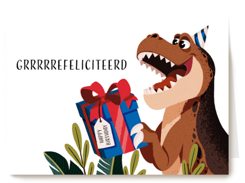 Gefeliciteerdkaart dino trex Folio