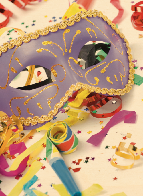 Houten Kaart Carnaval | Houten Kaart Hallmark | Carnaval | Masker Toeter Serpetine