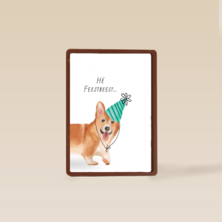 Verjaardagskaart hee feestbeest Corgi