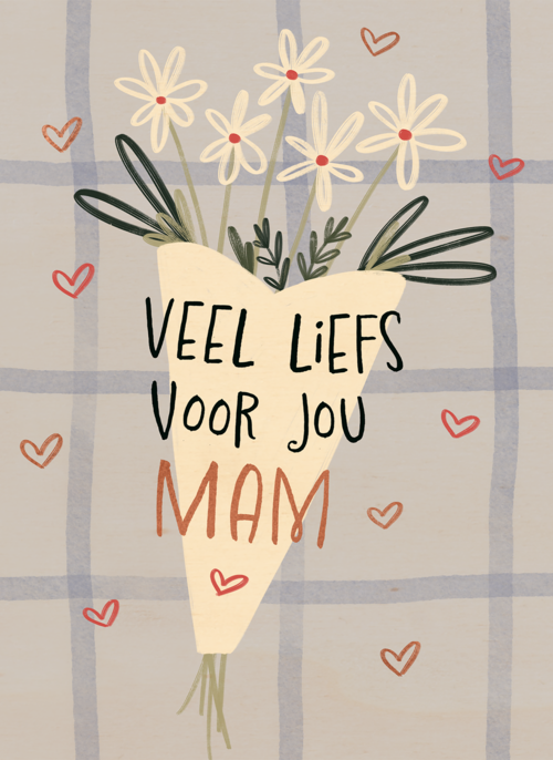 Houten Kaart Moederdag | Houten Kaart Hallmark | Moederdag | Moederdag Veel Liefs Boeket