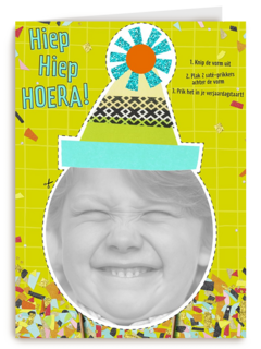 foto kaart verjaardag kids jongen met feestmuts